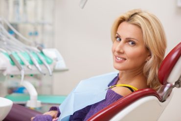 Relaxed woman in a dental chair before dental treatment.